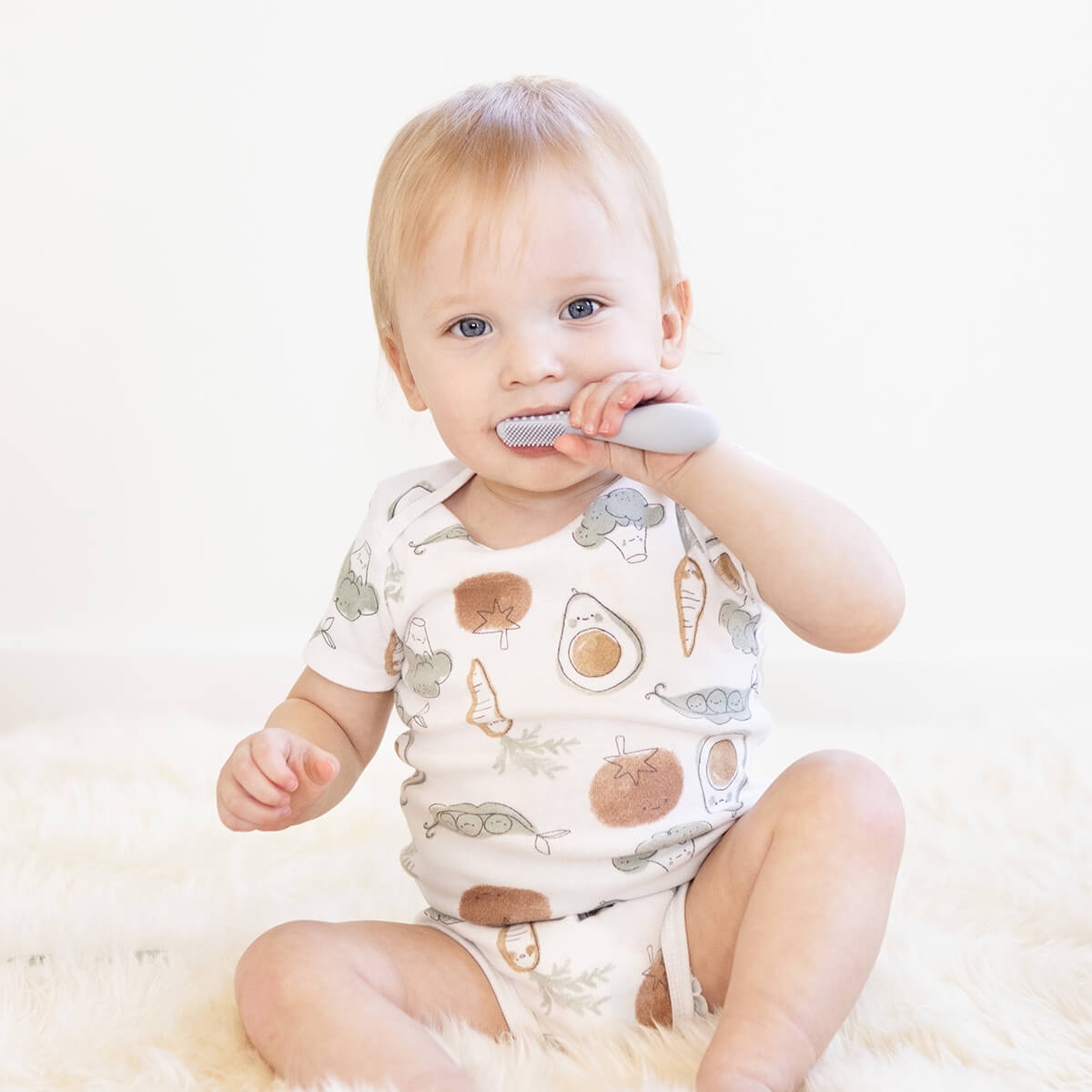 Baby-Led™ Toothbrush + Tongue Depressor in Pewter
