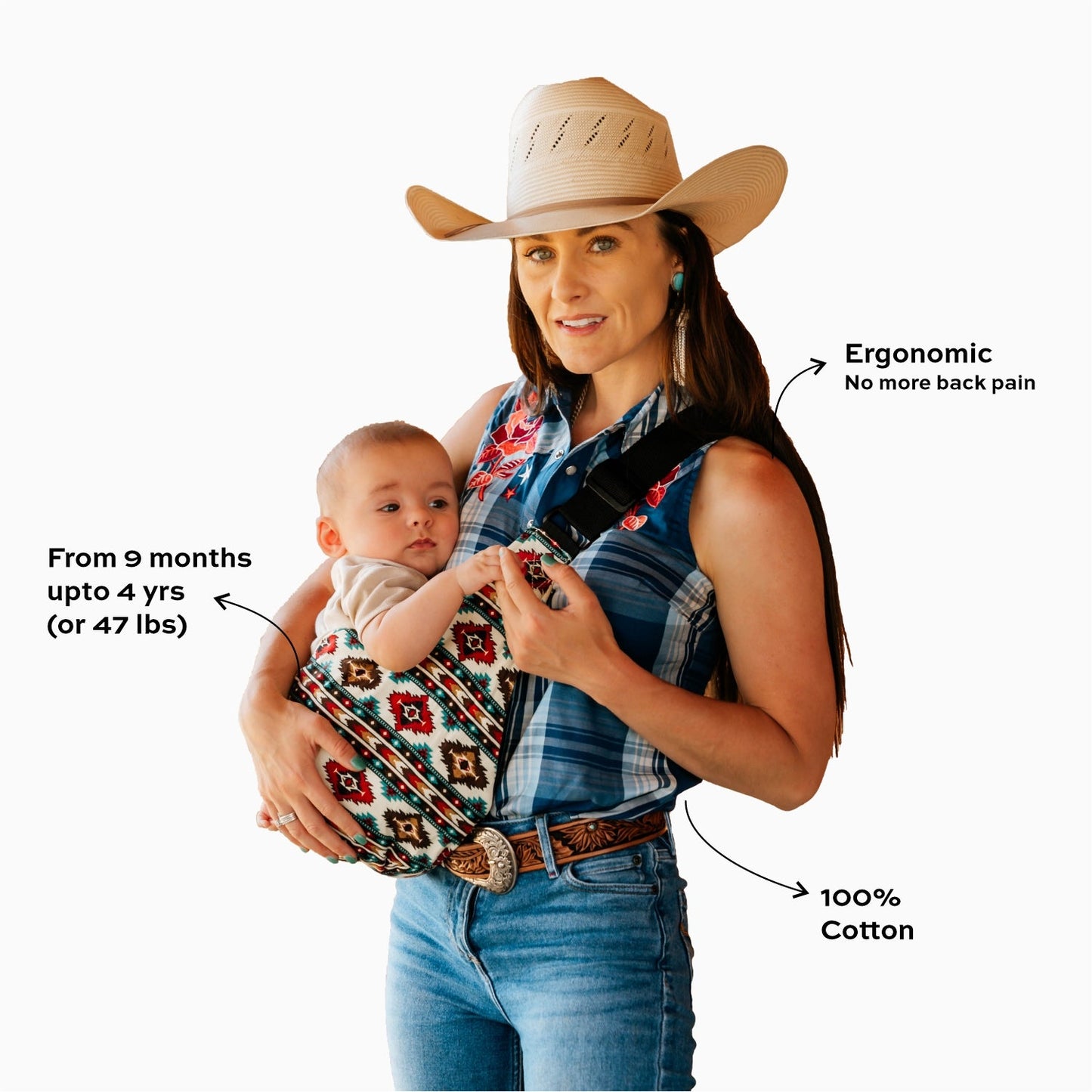 SnugTrail Cotton Baby Carrier in Southwestern Sky