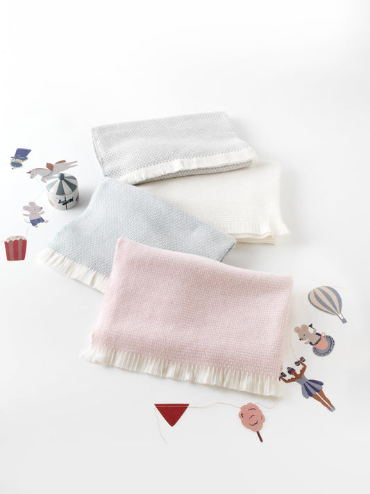 Cotton Blend Fringed Grain of Rice Baby Blanket