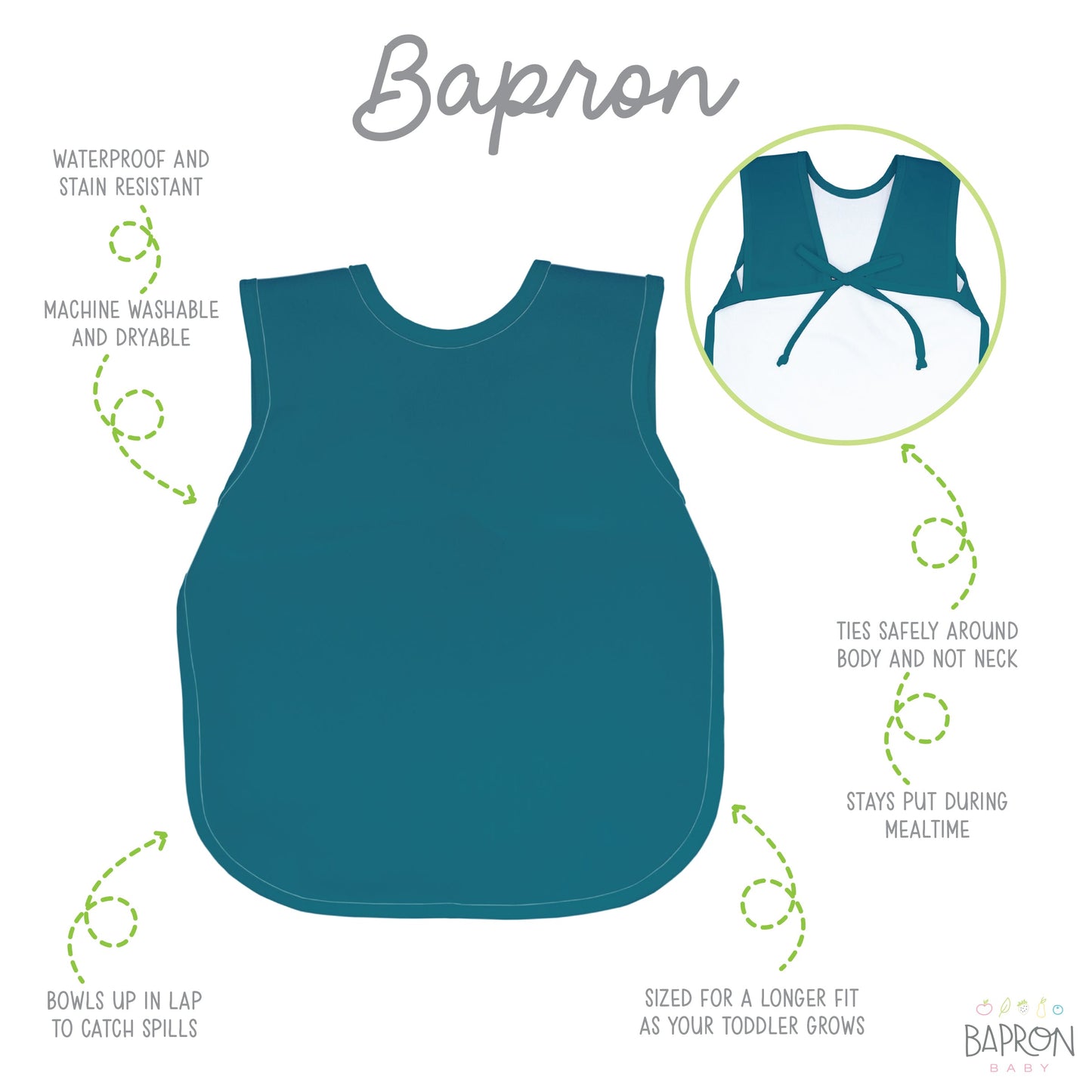 Solid Teal Minimalist Bapron SALE