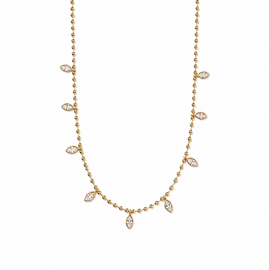 Beaded CZ Marquise Necklace