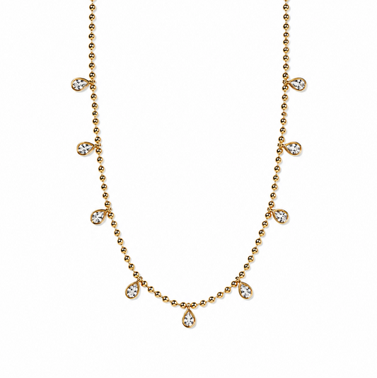 Beaded CZ Teardrop Necklace