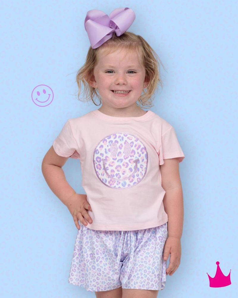 Azarhia Girls Leopard Love Butterfly Flowy Shorts | Pastel Leopard Boutique Shorts