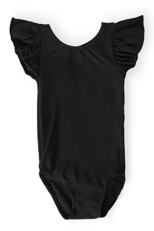 Black S/S Flutter Sleeve Leotard