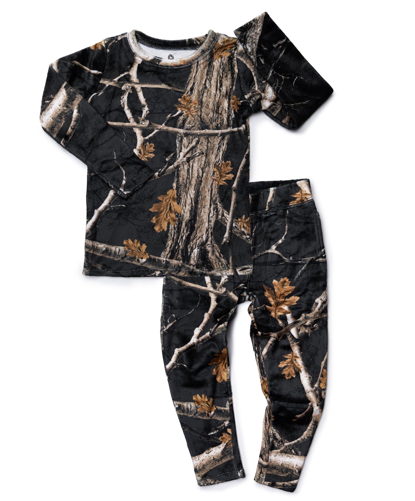 Plush Black Tree Camo Two-Piece Set