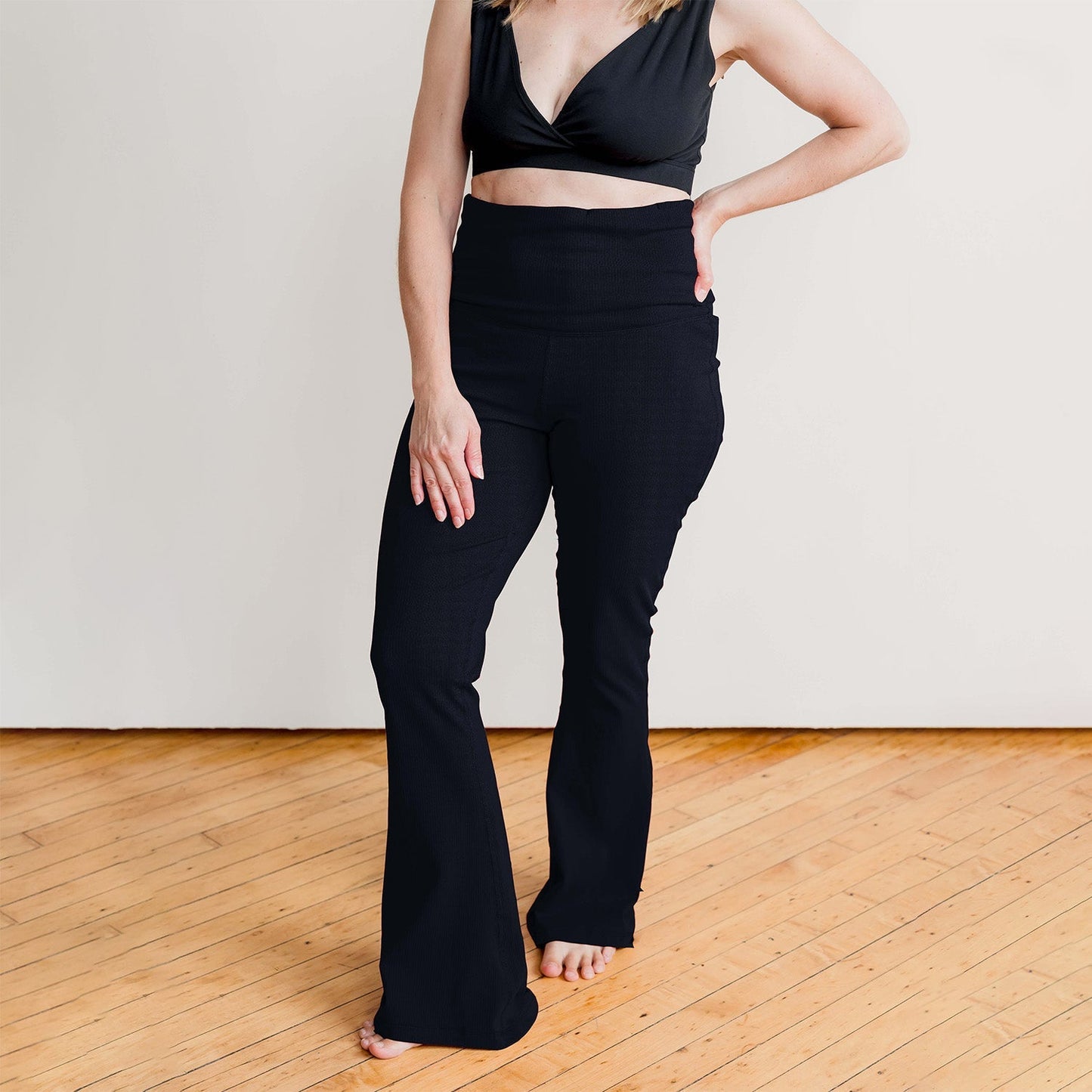 Stretch Rib Knit Maternity to Postpartum Flare Legging
