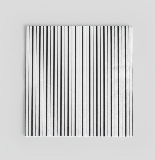 Black and White Fine Stripes Napkins (Set of 16)