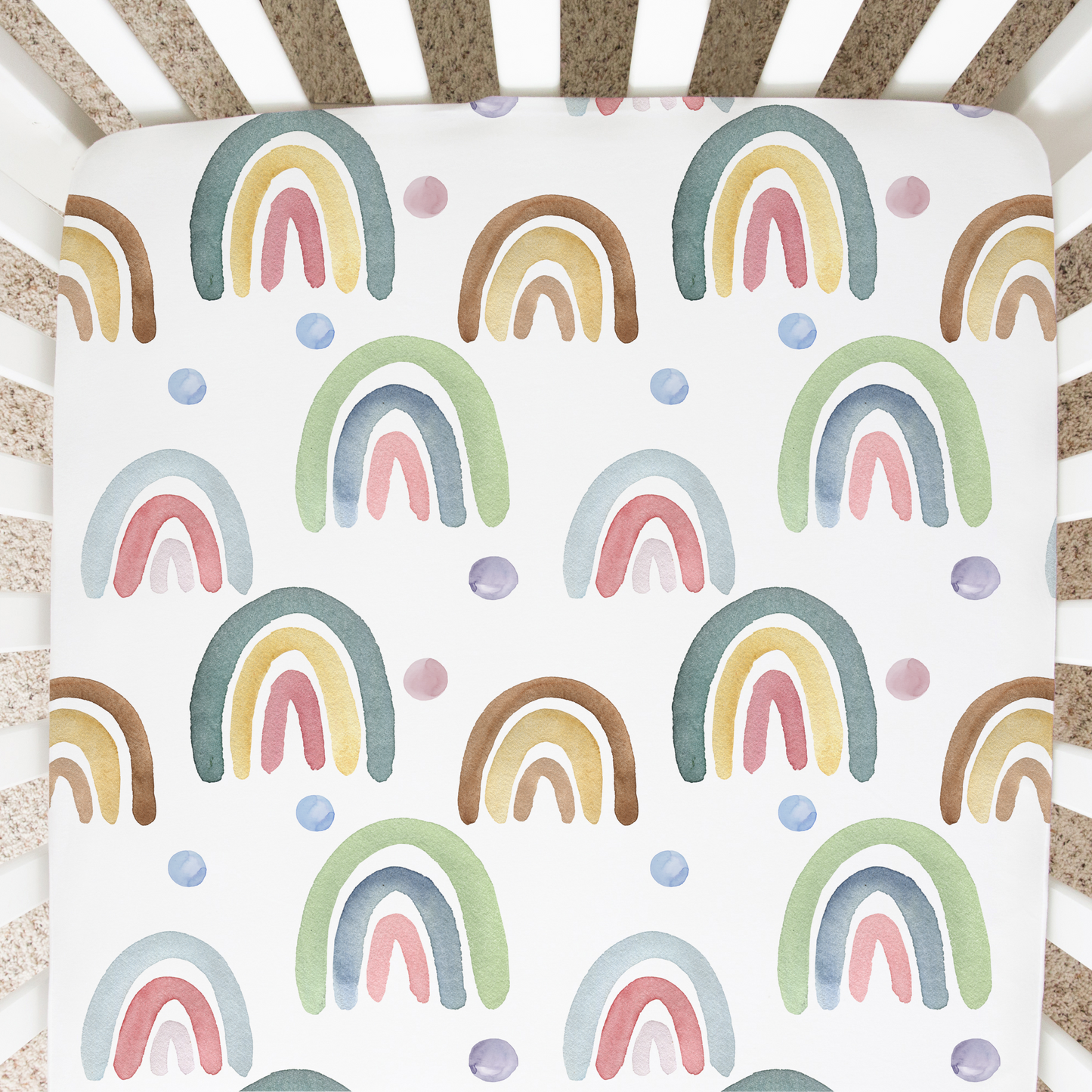 Fitted Crib Sheet - Blue Rainbow