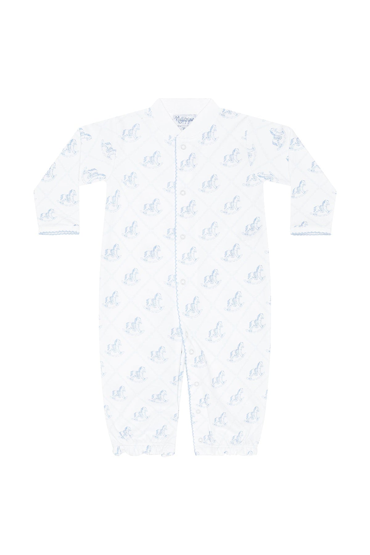 Blue Rocking Horse Romper LS