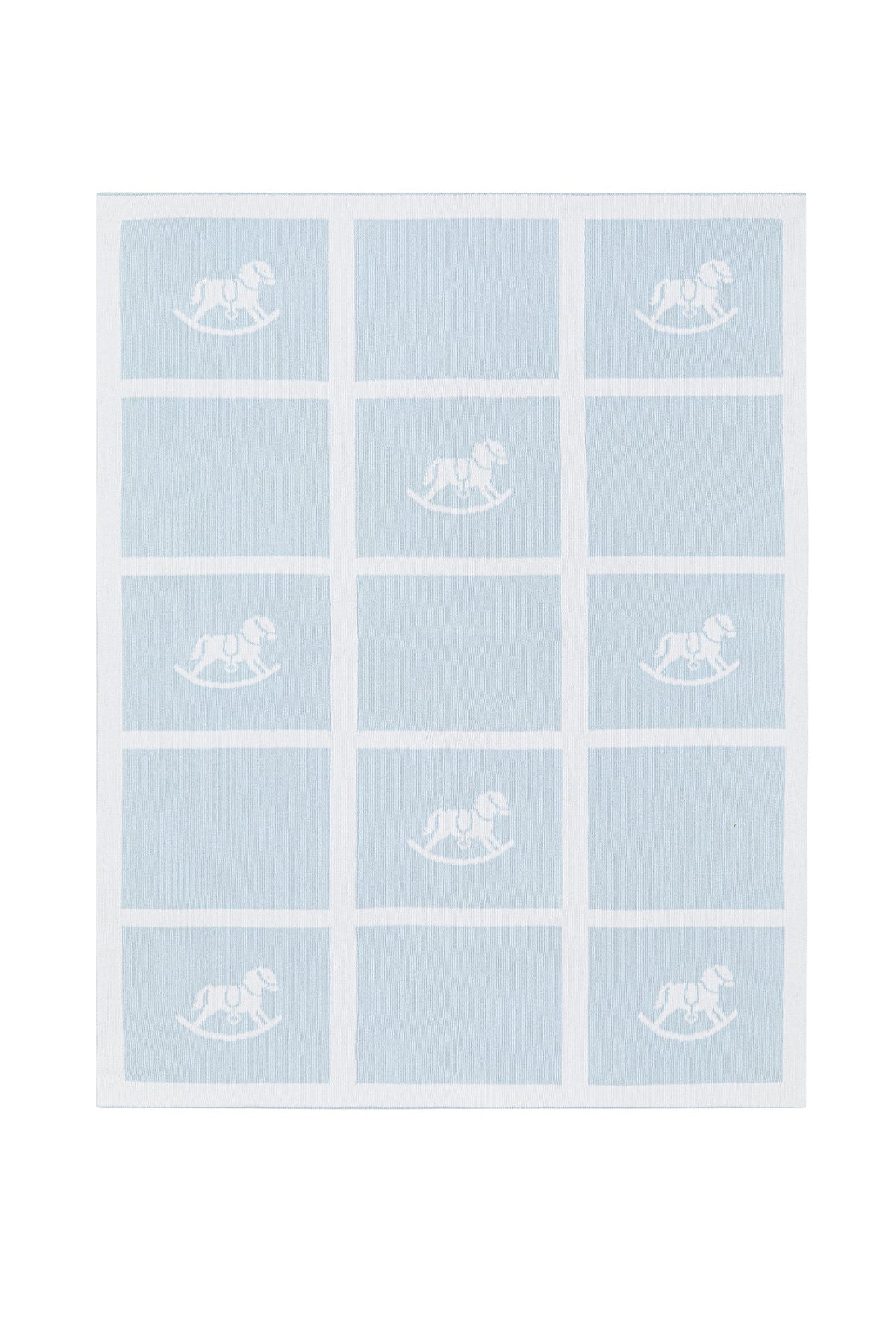 Blue Rocking Horse Knit Blanket