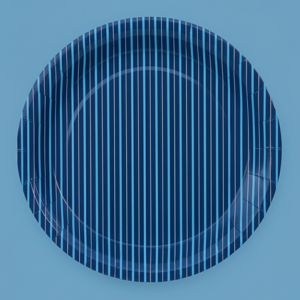 Navy Blue Fine Stripes Paper Plates 7" (Set of 8) – Nautical Party Supplies