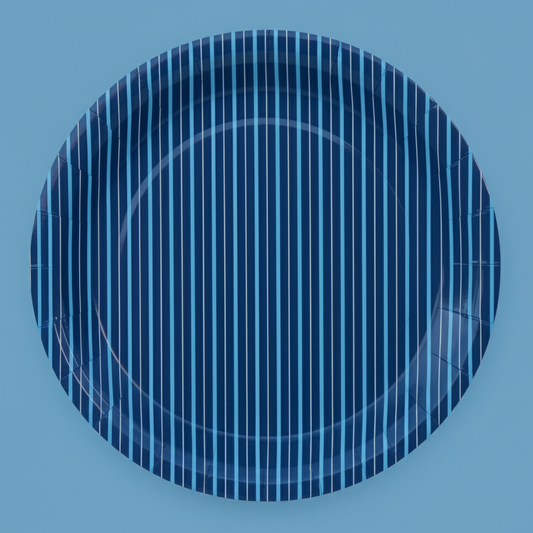 Navy Blue Fine Stripes Plates (Set of 8)