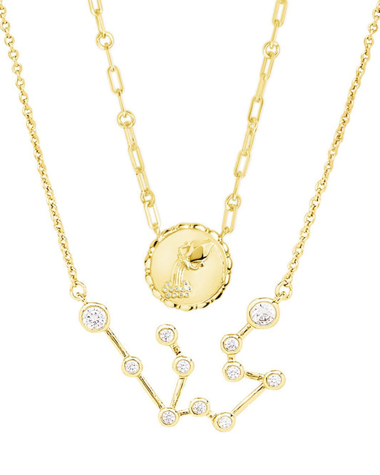 'When Stars Align' Constellation Necklace & Bold Link Zodiac Necklace Set