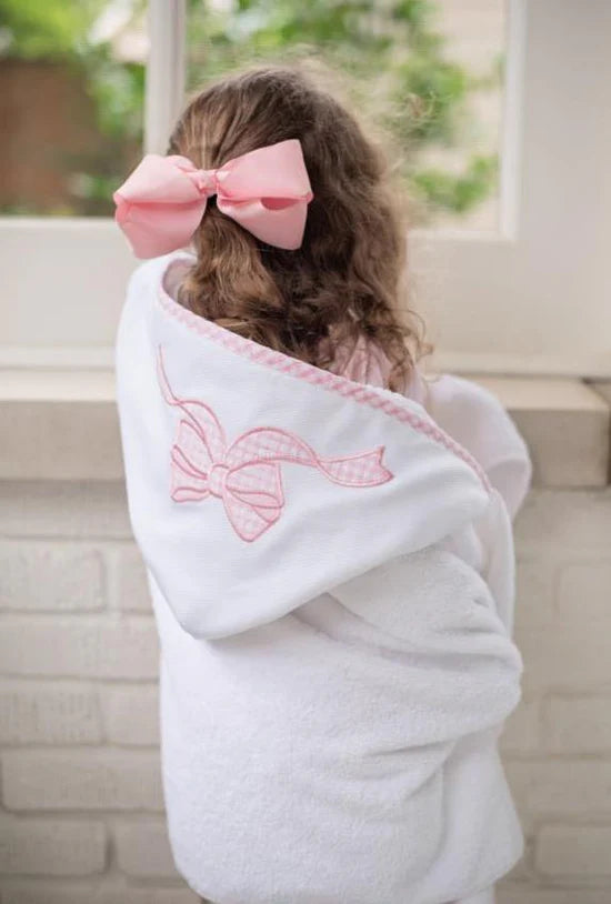 Girls Pink Bow Hooded Towel – Everykid Cotton Bath & Beach Towel | The Prissy Pelican Boutique Bossier City LA