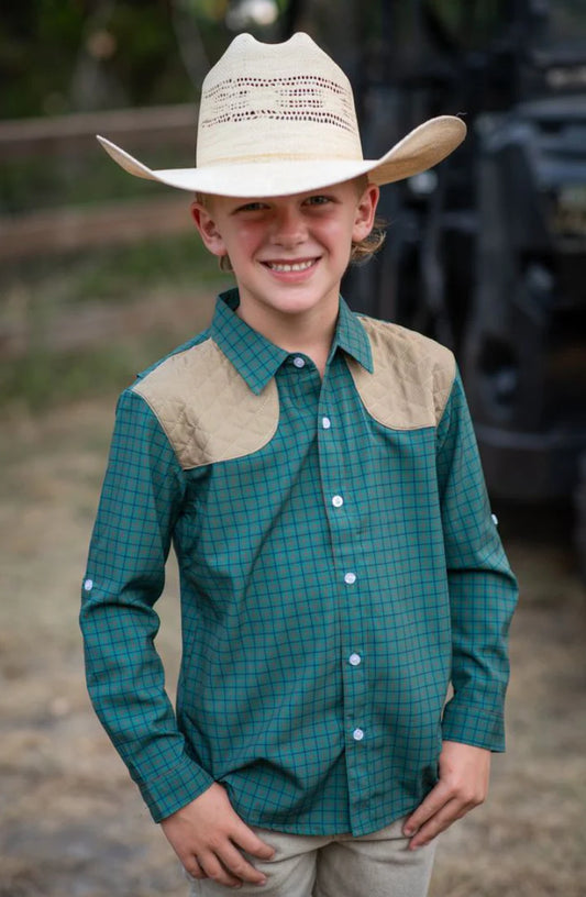 Tattersall Long Sleeve Shirt – Ranch Collection | Boys Performance Button-Up