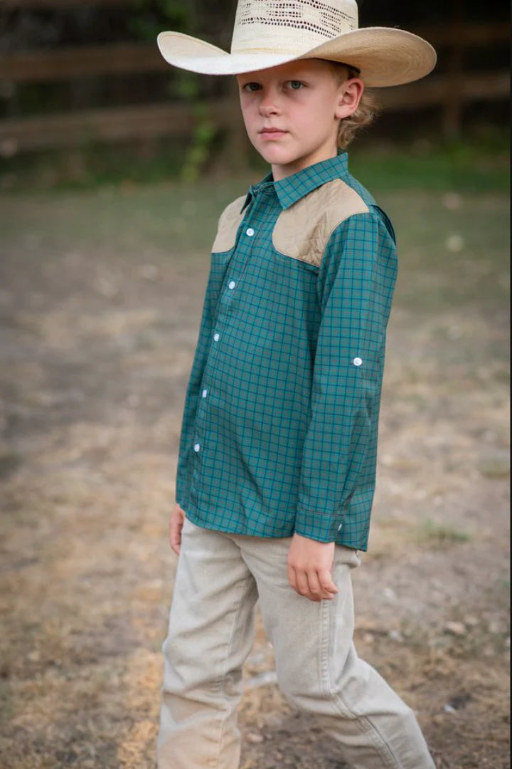 Tattersall Long Sleeve Shirt – Ranch Collection | Boys Performance Button-Up