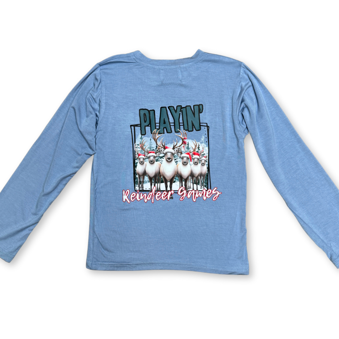 Playing Reindeer Games Long Sleeve Kid Modal Shirt