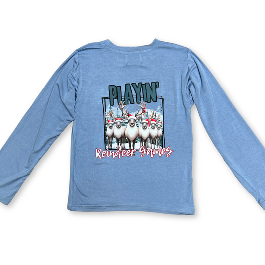 Playing Reindeer Games Long Sleeve Kid Modal Shirt