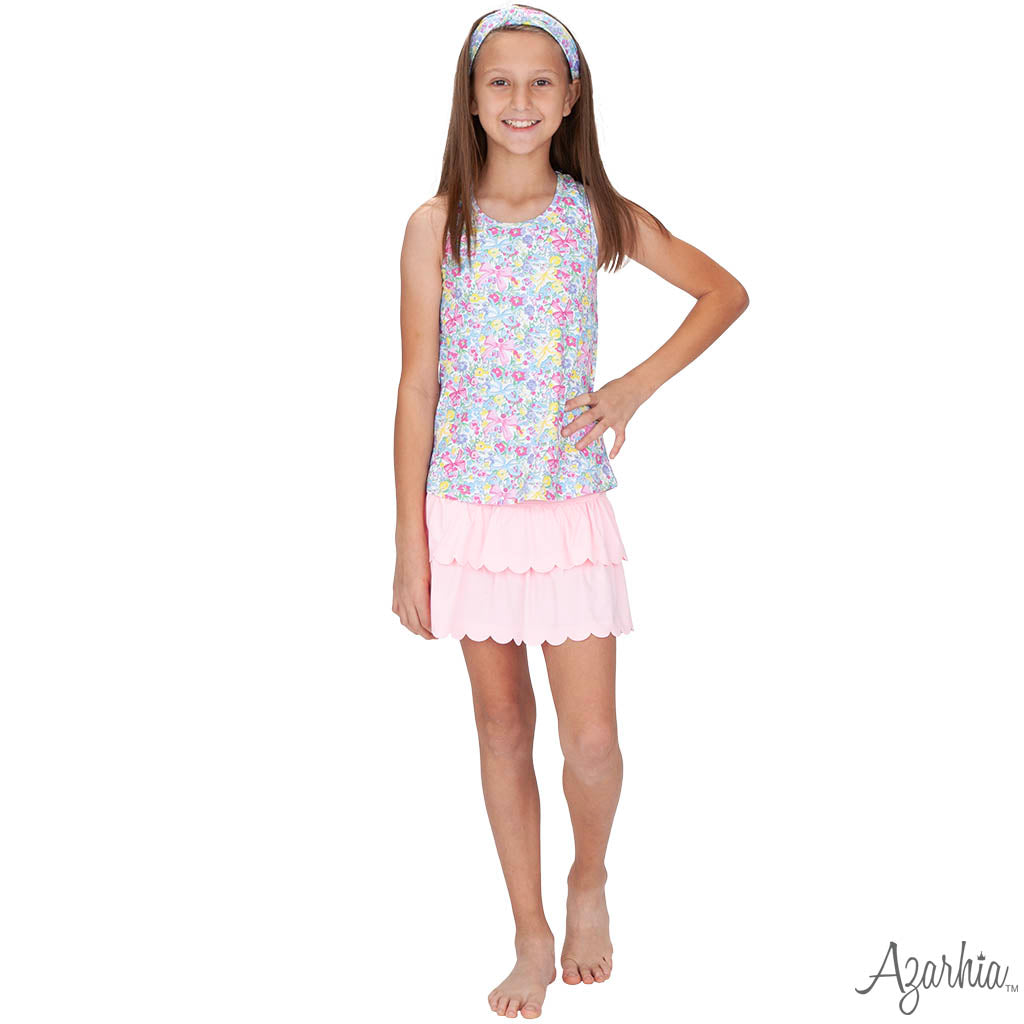 Scalloped Skort in Solid White