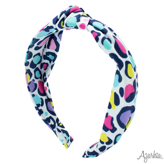 Bright Leopard Top Knot Headband