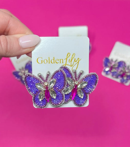Butterfly Multi Stud Earrings - Lavender