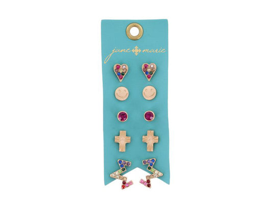 Kids Teal Earring Set of 5