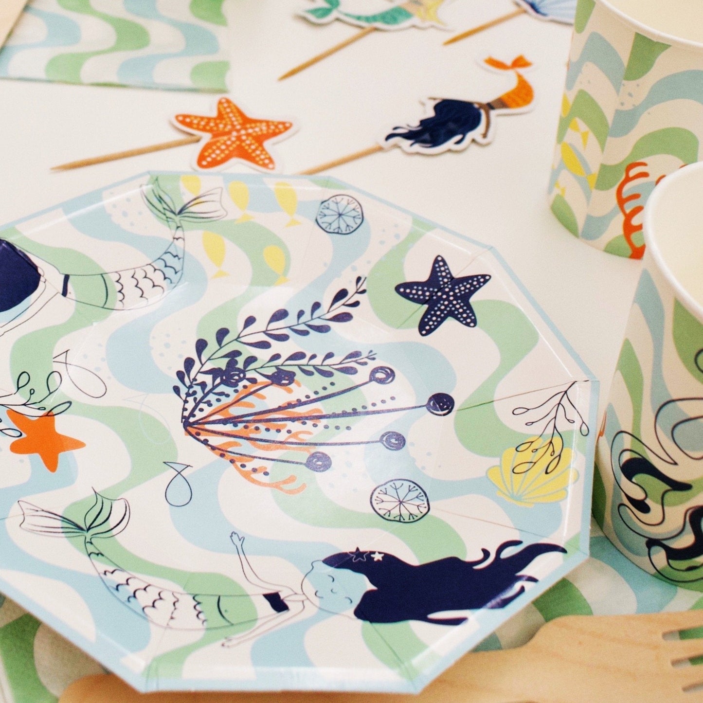Mermaid Birthday Party Supplies Kit – Under the Sea | Plates, Cups, Napkins | Party in a Box