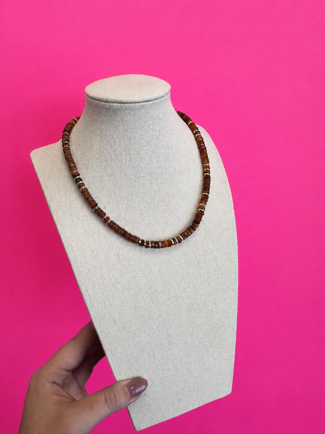 Layering Disc Bead Necklace - Brown
