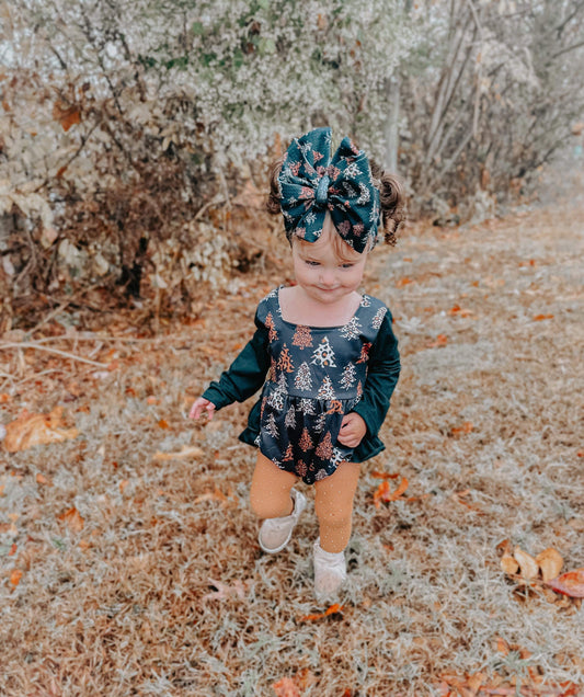 Leopard trees ruffle romper