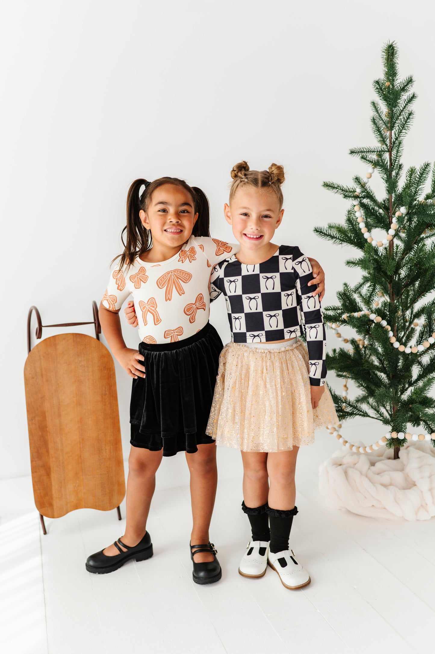 Checkered Bow | CROPPED Bow Back Long Sleeve Top