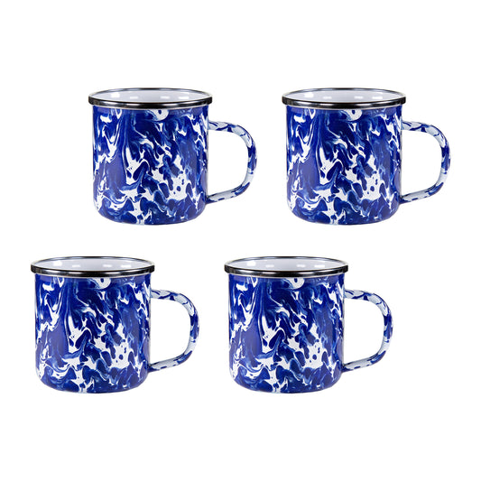 Cobalt Swirl 12 oz Mugs - Set of 4