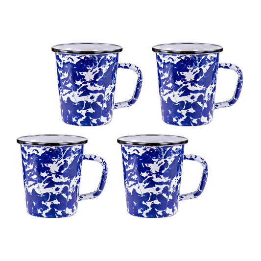 Cobalt  Swirl 16 oz Latte Mugs - Set of 4