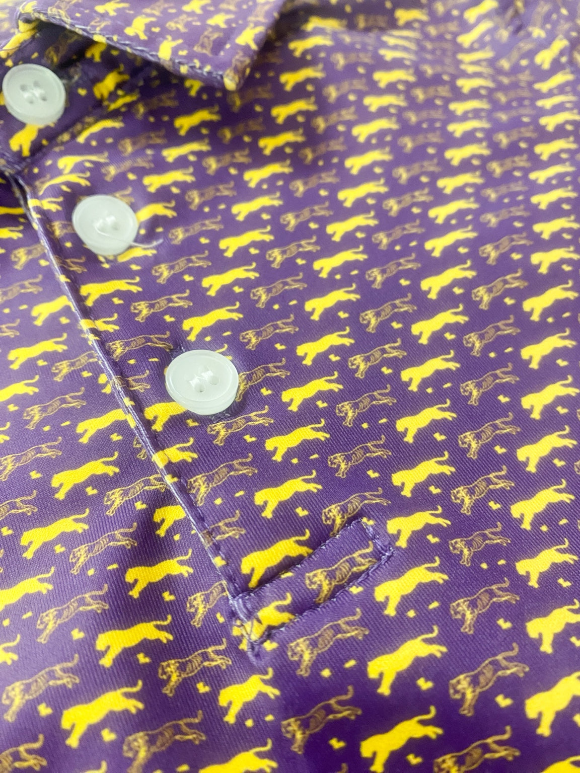 Boys Purple & Gold Tiger Performance Polo | LSU Gameday Shirt