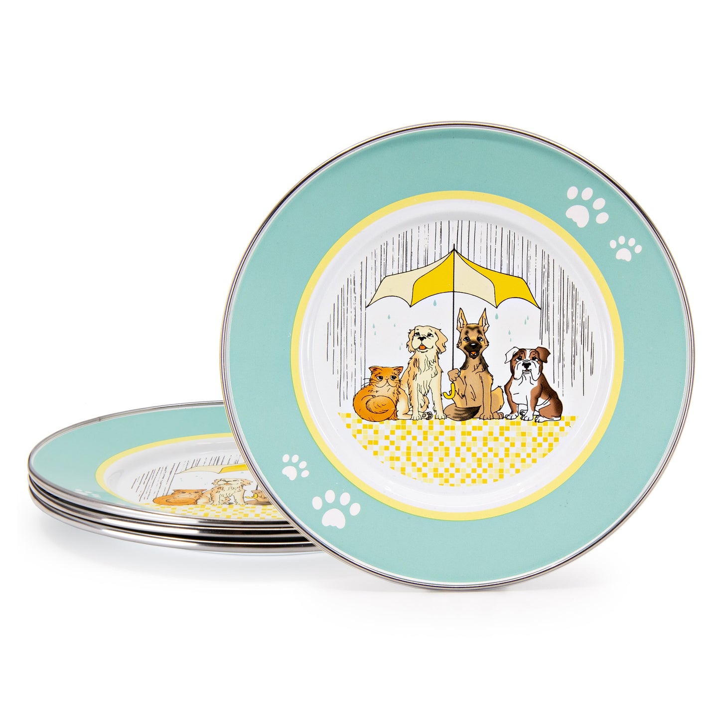 Raining Cats And Dogs Child Plates - Set of 4