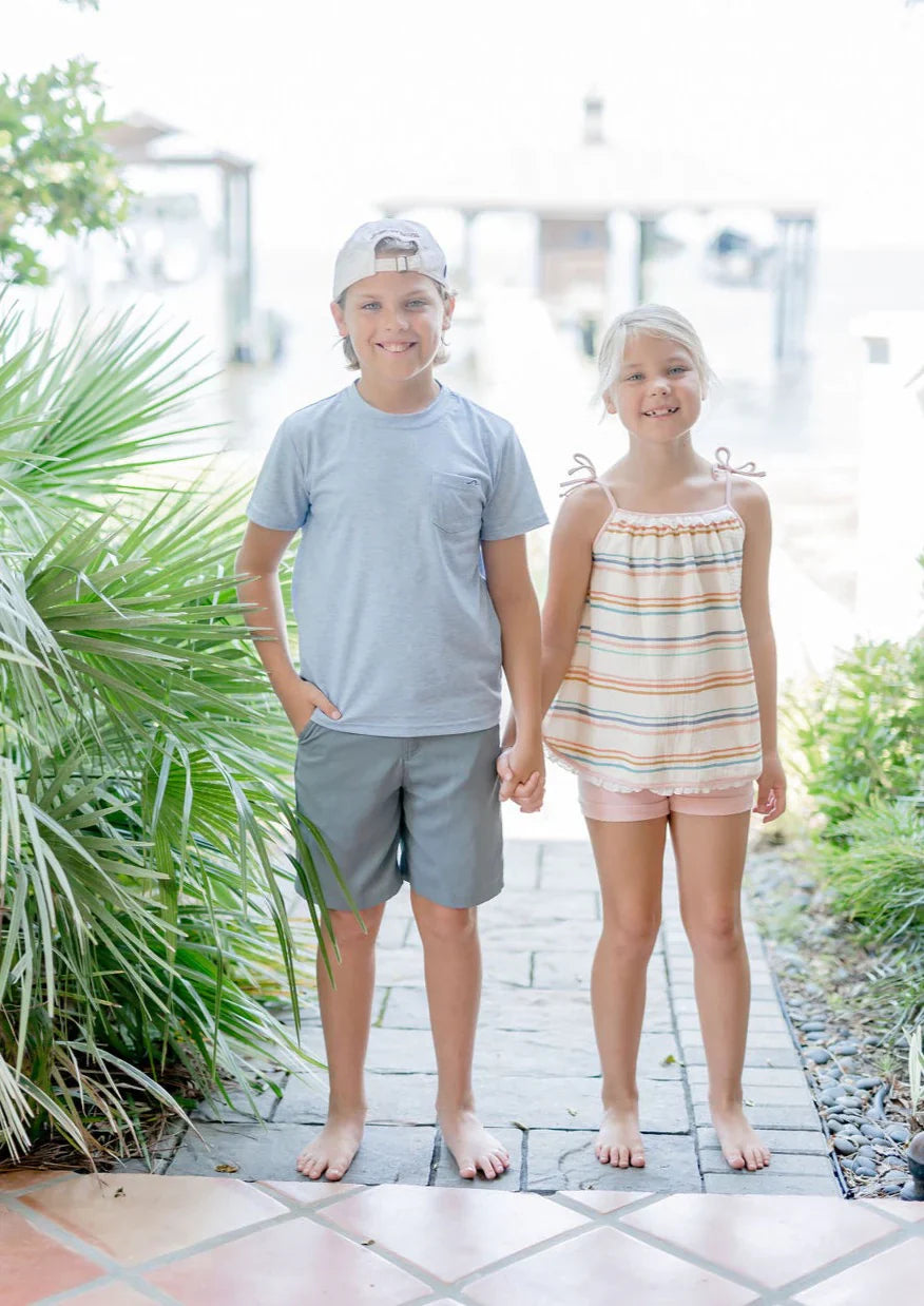 Girls Coastal Stripe Tank Top Set