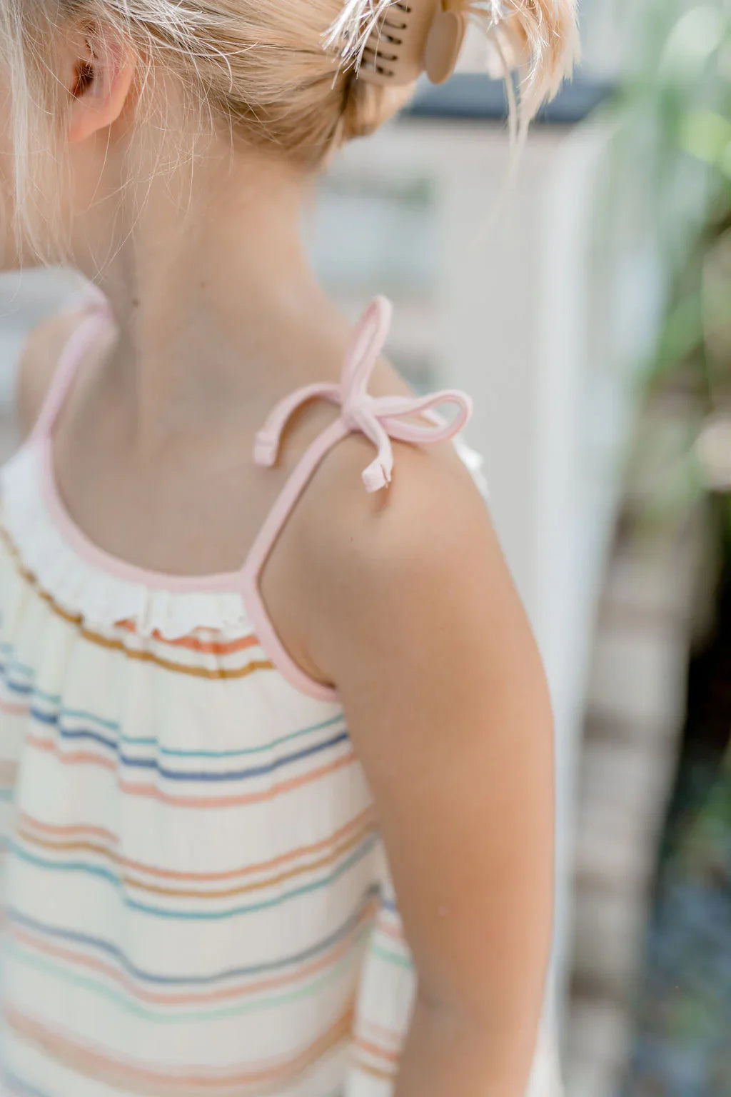 Girls Coastal Stripe Tank Top Set