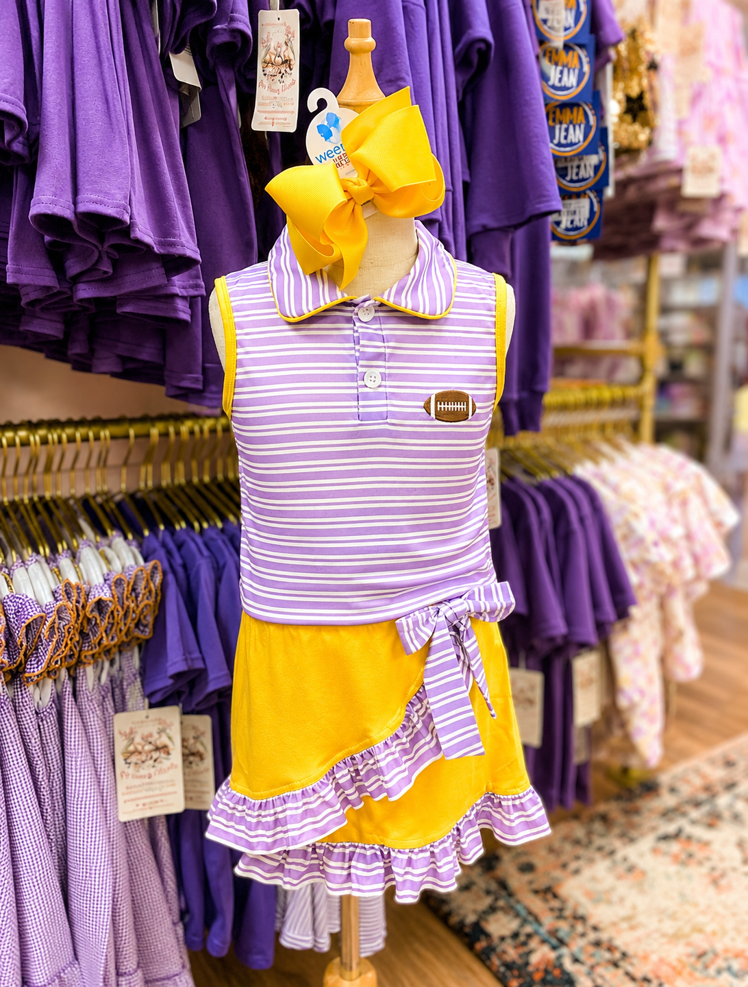 Purple & Gold Game Day Cheer Skirt Set | Girls Football Boutique Outfit