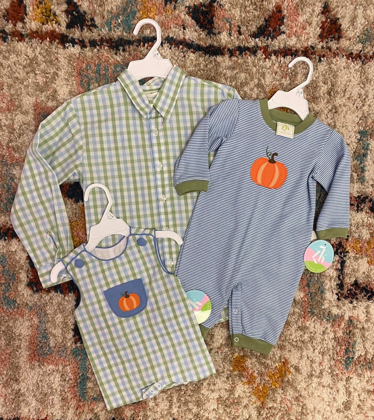 Bluegrass Check Pumpkin Jon Jon – Classic Fall Outfit for Boys