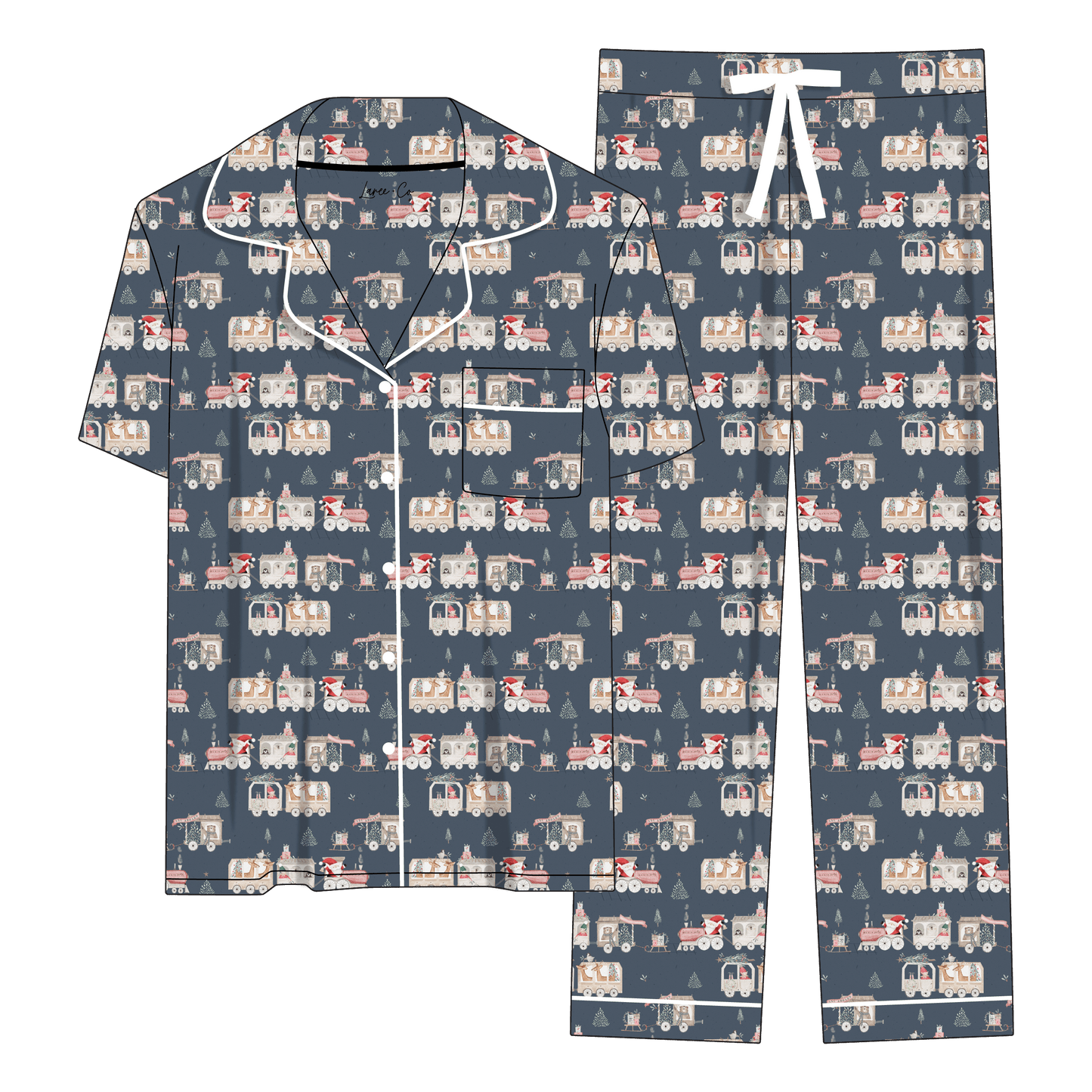 Christmas Trains Bamboo Women's Luxe Lounge Short Set (Pre-Order)