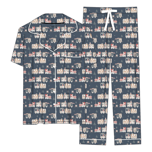 Christmas Trains Bamboo Women's Luxe Lounge Short Set (Pre-Order)