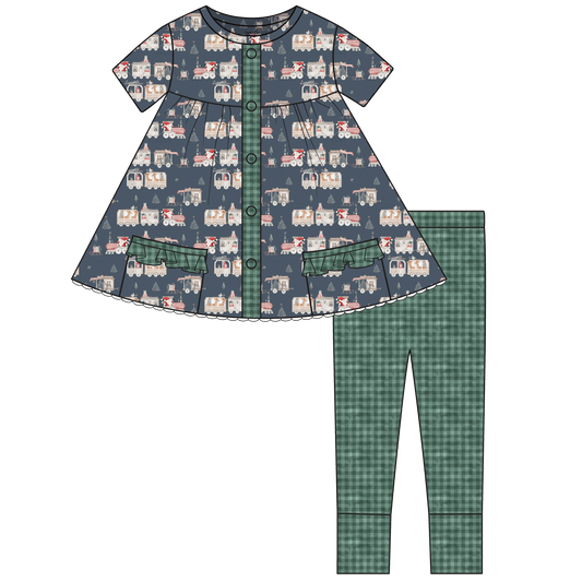 Christmas Trains Short Sleeve Tunic + Legging Set (Pre-Order)