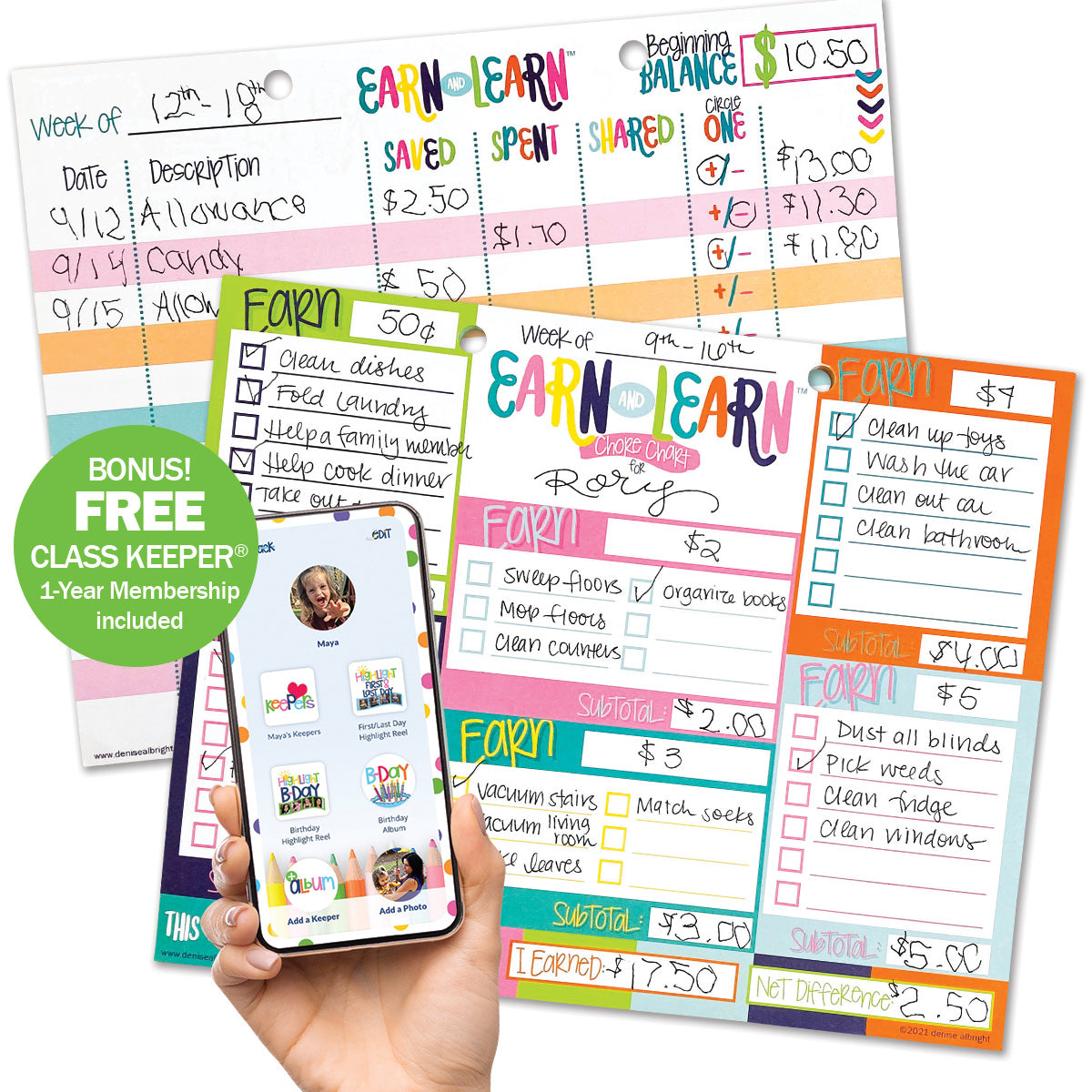 Earn & Learn® Kids Money Management Chore Chart Pad + BONUS App Membership | Dry Erase Savings Tracker for School Age Kids