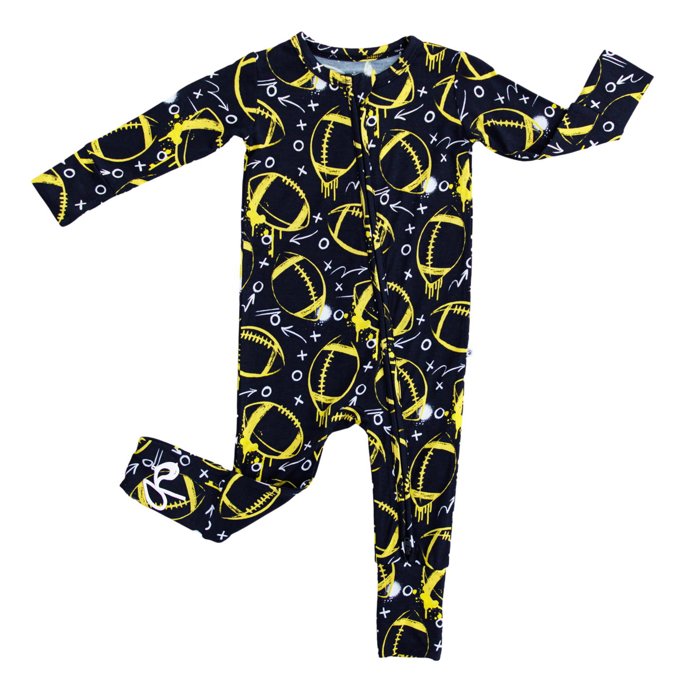 Graffiti Football Convertible Romper : BLACK AND YELLOW/GOLD