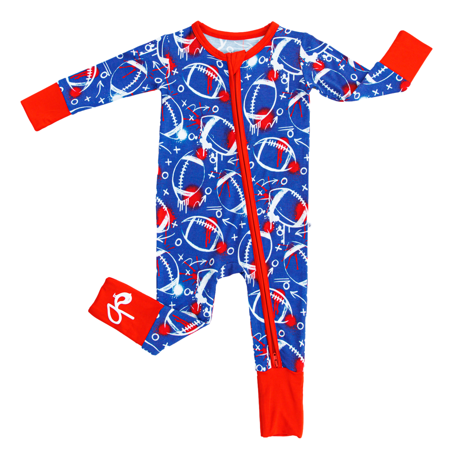 Graffiti Football Convertible Romper : BLUE AND RED