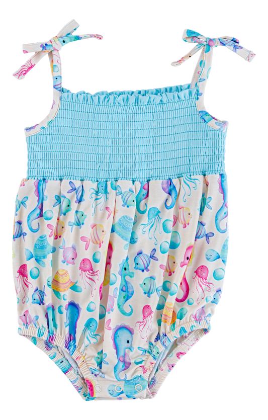 Coral Smocked Birdie Bubble