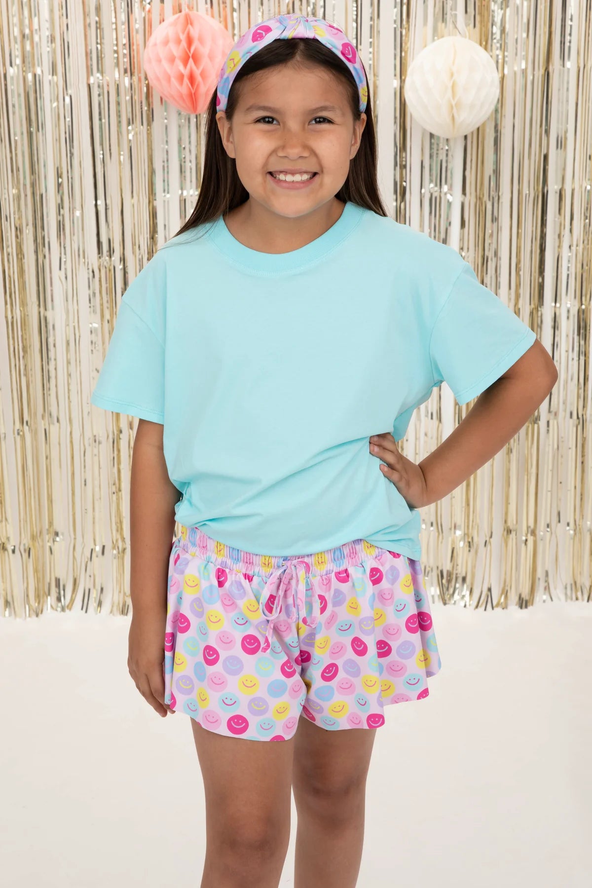Top Knot Headband in Good Day Smiley
