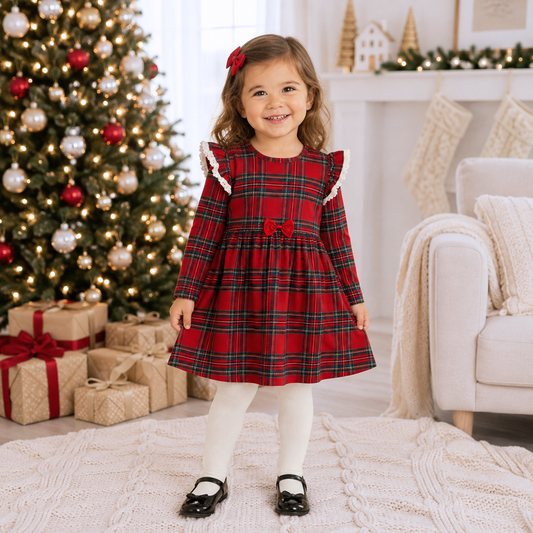Christmas Bamboo Holiday Dress – Classic Red Plaid Charm