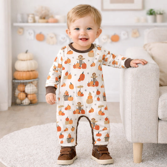 Pumpkin Patch Baby Romper – Bamboo Fall One-Piece Outfit