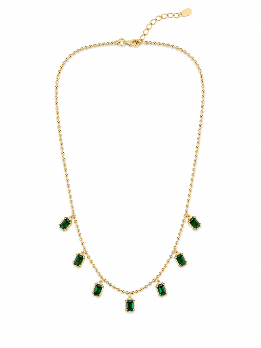 Emerald Georgian Bezel Set Necklace