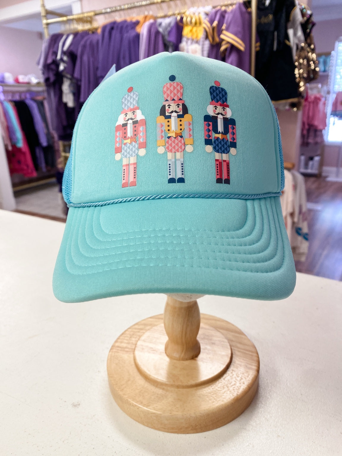 Nutcracker Christmas Trucker Hat – Turquoise Adult Snapback Cap